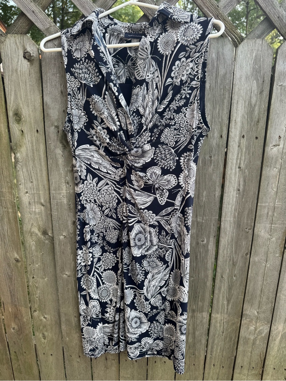 Tommy Hilfiger blue  & White Floral Butterfly V-Neck Dress